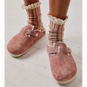 NWB birkenstock shearling Boston pink clay 37